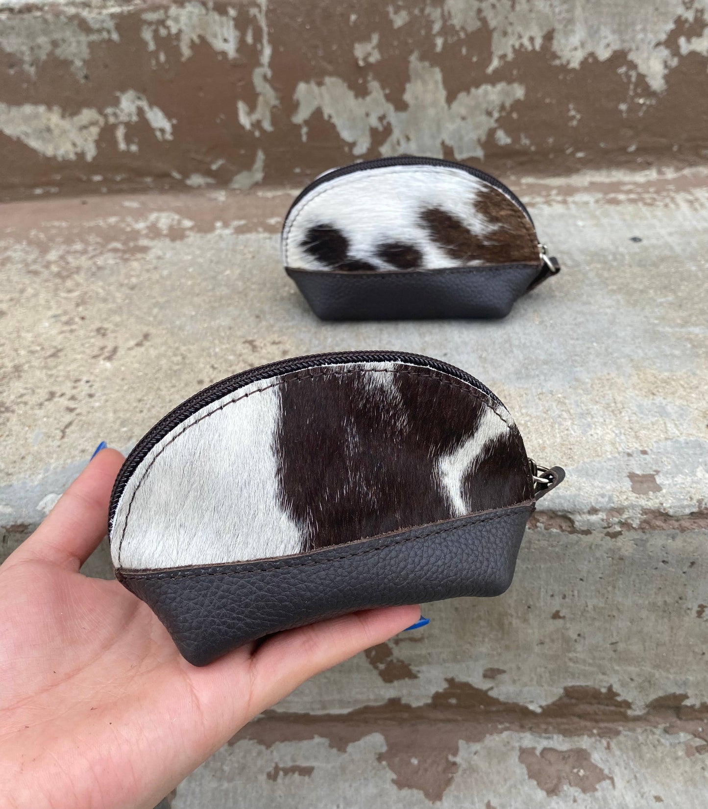 Brown Leather Cowhide coin pouch