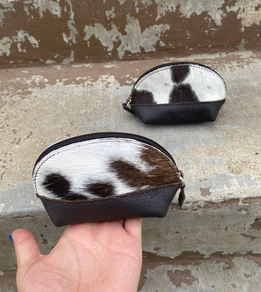 Brown Leather Cowhide coin pouch